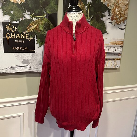 JOS.A.BANK MEN'S 1/4-ZIP PULLOVER SWEATER:PRE-OWNED BLACK or DEEP RED LARGE - Picture 11 of 16